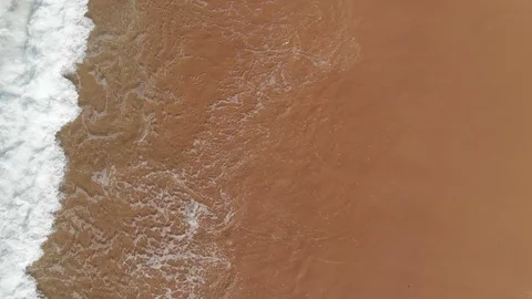 Aerial top view waves breaking on beach beautiful seascape - Slow motion Stock Footage 89894167