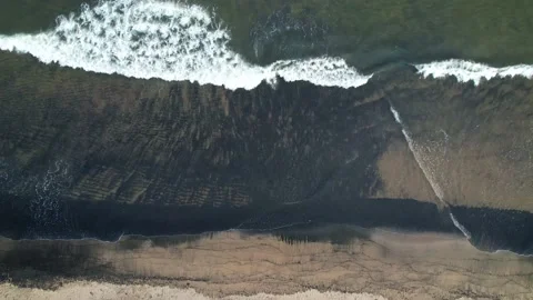 Aerial Top View Of Waves Crashing on Beach, Rolling Waves, 4K Stock Footage 170459961