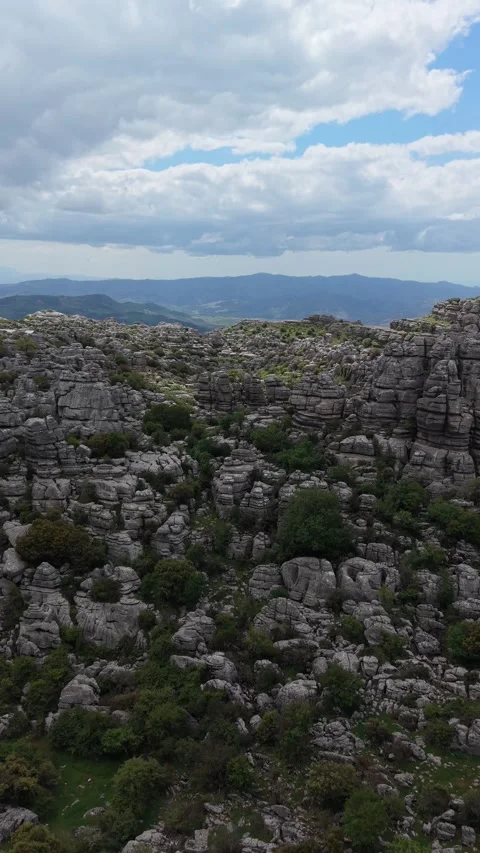 Aerial top view of weathered karst rock patterns Stockbeeldmateriaal 343325003
