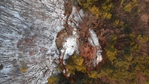 Aerial top view on winter mountain Stock Footage 117818971