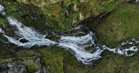 Aerial topdown shot of a waterfall Stock Footage 275822499