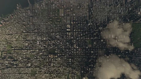 Aerial topdown static view of Manhattan the City 4k animation Stock Footage 159340379
