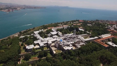 Aerial of Topkapi Palace, Bosphorus canal and Marmara Sea. Turkey. DJI-0785-01 Video stock 102477876