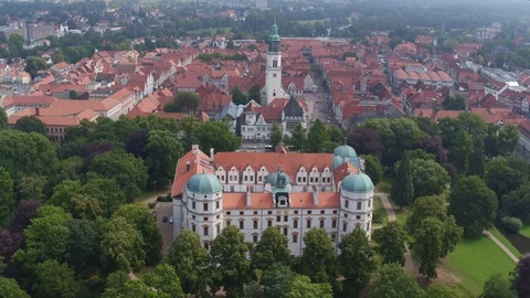 Aerial total shot of rectangle shape castle Stock Footage 87199036