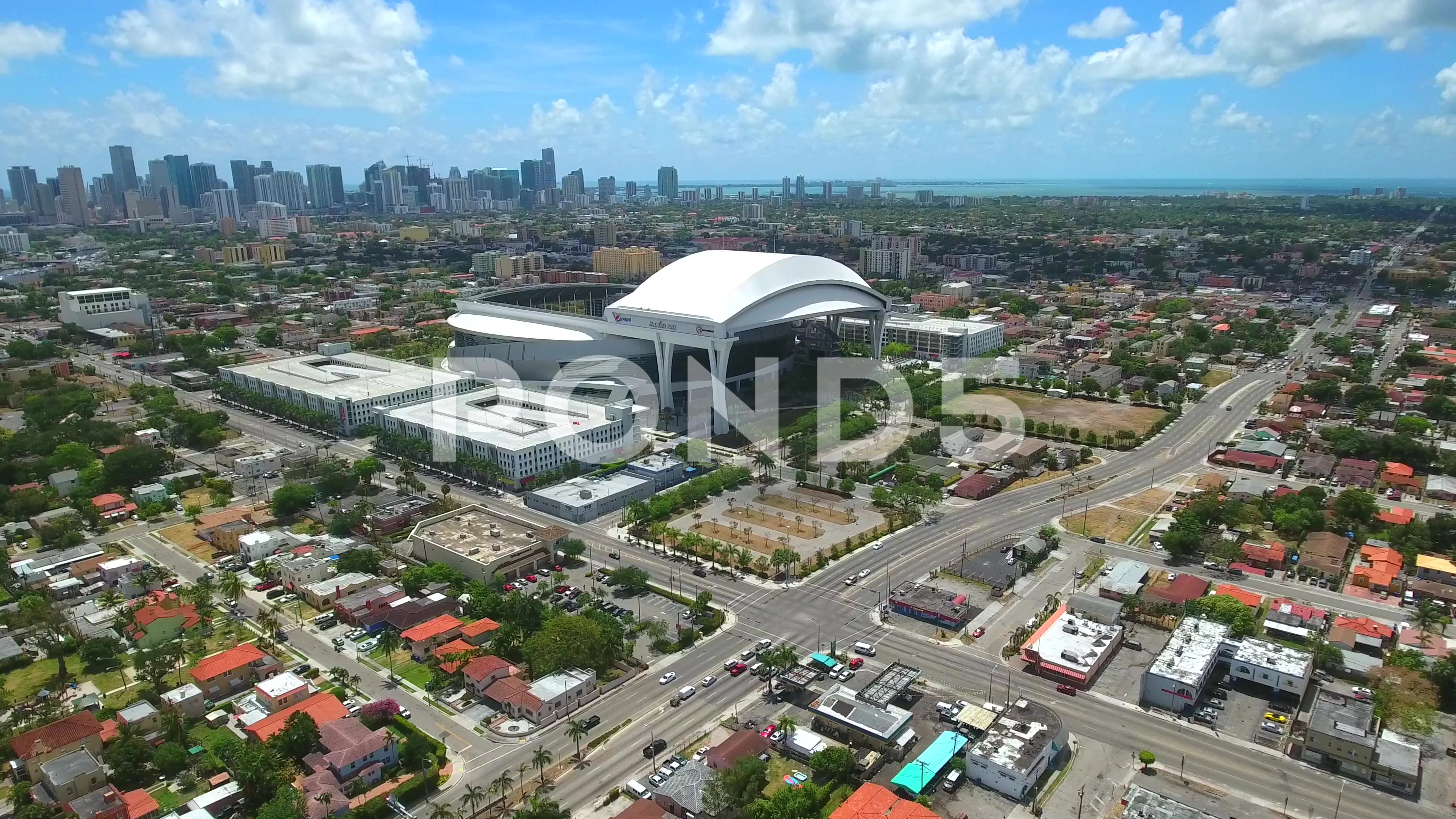 Aerial video Marlins Park Stadium LoanDe, Stock Video