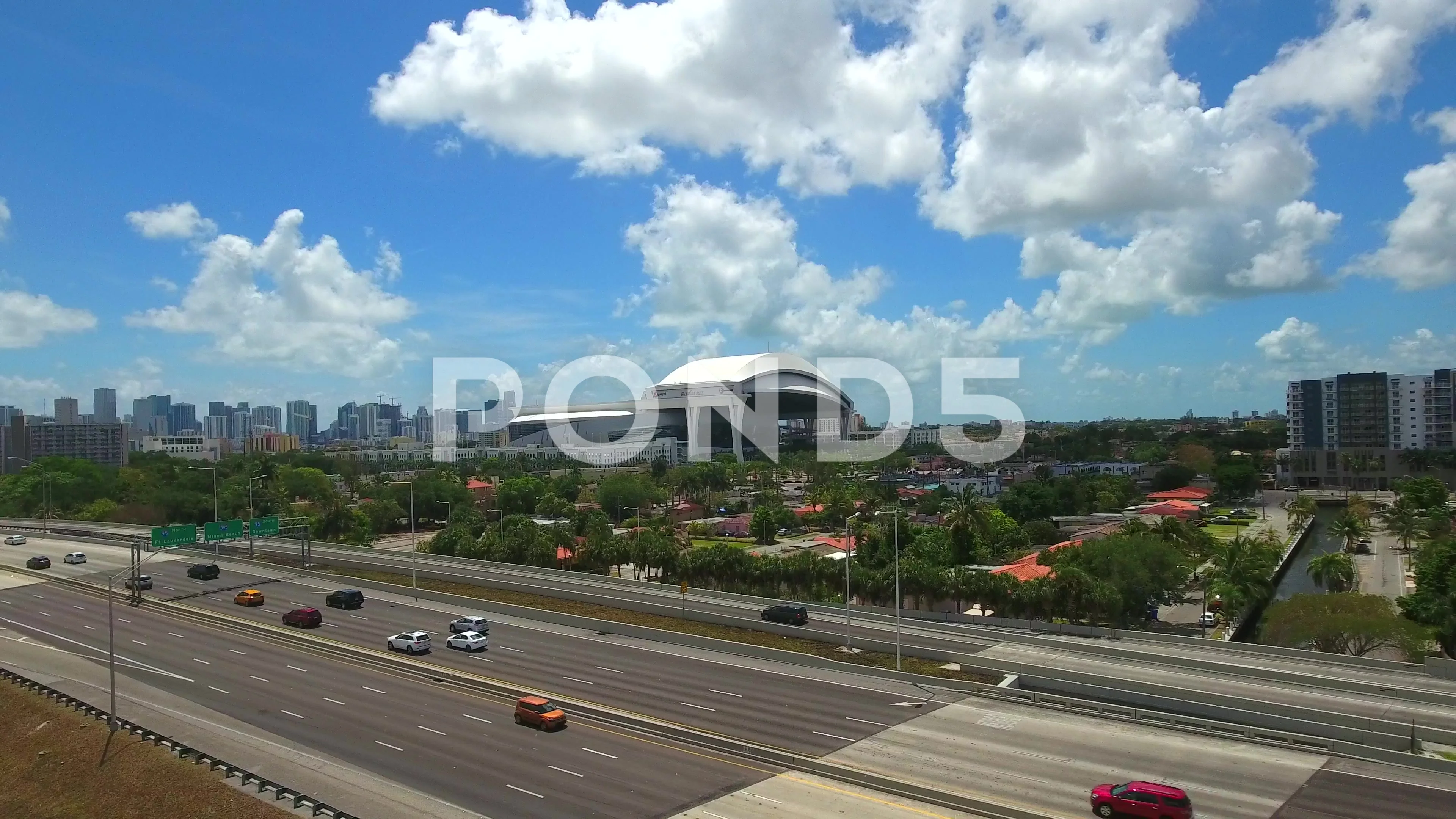 Aerial video Marlins Park Stadium LoanDe, Stock Video