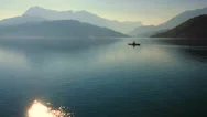Aerial Of Tourist Kayaking In River Stock Footage