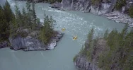 Aerial Of Tourists Rafting On River In Squamish Stock Footage