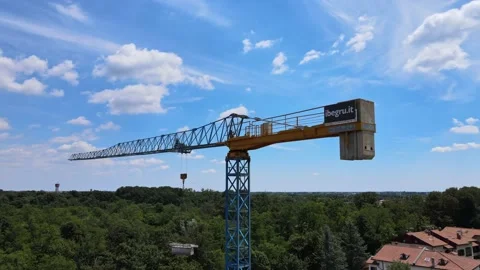 Aerial Tower Crane Close Up Stock Footage 134965176