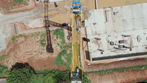 Aerial Tower Crane Top View Stock Footage 134409944