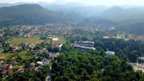 Aerial, Town in the mountains Stock Footage 78726262
