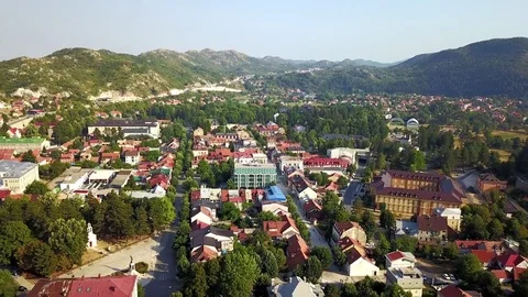 Aerial, Town in the mountains Stock Footage 78726868