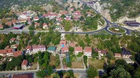 Aerial, Town in the mountains Stock Footage 78727756