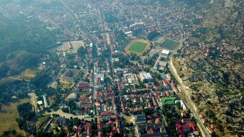 Aerial, Town in the mountains Stock Footage 78729565