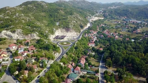 Aerial, Town in the mountains Stock Footage 78729818