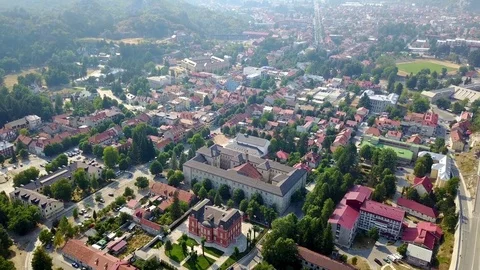 Aerial, Town in the mountains Stock Footage 78731671