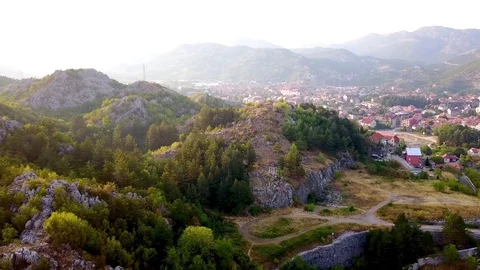 Aerial, Town in the mountains Stock Footage 78732367