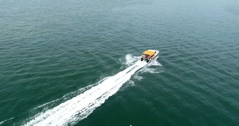 Aerial Tracking Boat Stock Footage 86499681