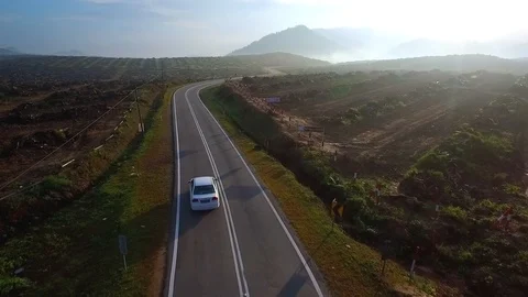 Aerial Tracking Car Stock Footage 86499562