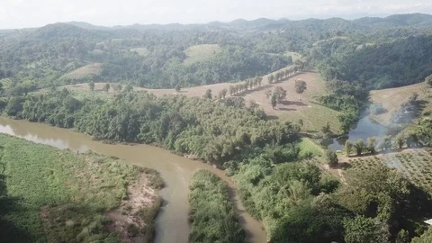 Aerial Tracking River Stock Footage 84594767