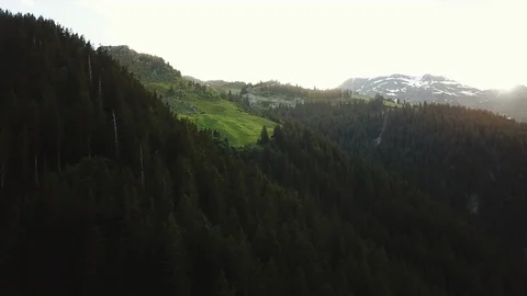 Aerial tracking shot of mountain forest region in France Video stock 119824323