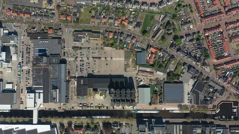 Aerial tracking shot over the old CHV feedmill Stock Footage 106949074