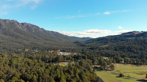 Aerial tracking towards pastures surrounded by alpine pastures and farms Stock Footage 154488751