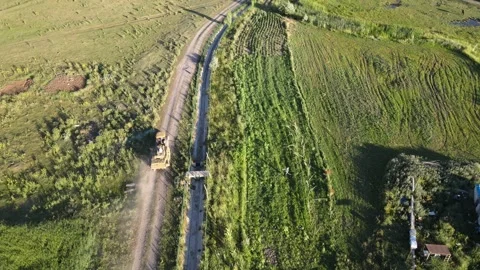 Aerial tractor fields Stock Footage 240743193