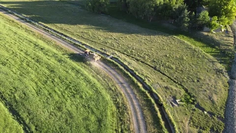 Aerial tractor fields Video stock 240743260