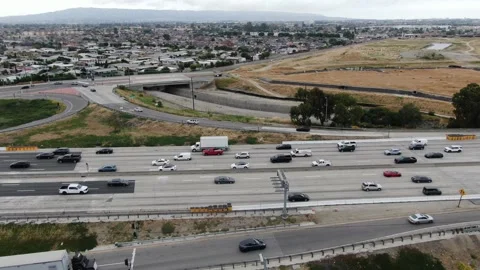 Aerial Traffic on Freeway Stock Footage 244244773