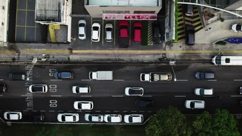 Aerial of a traffic jam in a city Stock Footage 289727346