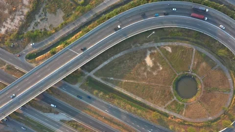 Aerial Traffic of ring roads, expressways, motorways, and highways at day tim Video stock 168881024