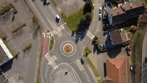 Aerial Traffic Roundabout Stock Footage 126909836