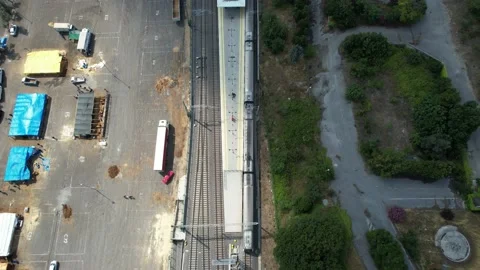 Aerial train station Stock Footage 201436122