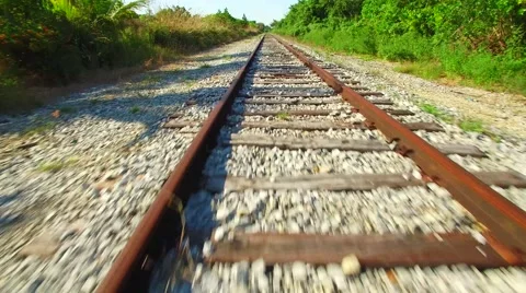 AERIAL - Train track going into the sky. Stock Footage 64993893