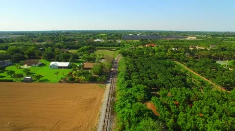 AERIAL - Train track from the sky.  Stock Footage 64993892
