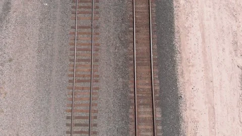 Aerial Train Tracks Tilt Down Stock Footage 149166105