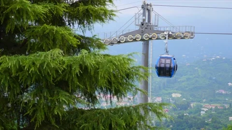 Aerial Tramway Cable Car Passing By in Batumi 스톡 동영상 65794993