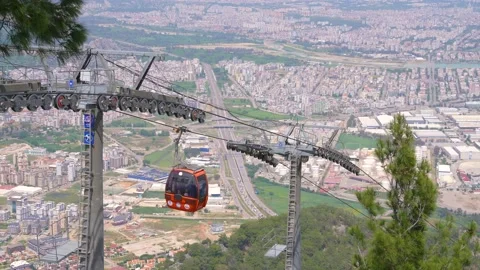 Aerial tramway, sky tram, cable car, ropeway or aerial tram, Antaly Video stock 203925318