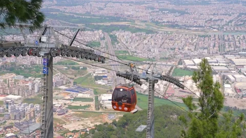 Aerial tramway, sky tram, cable car, ropeway or aerial tram. Video stock 203925401