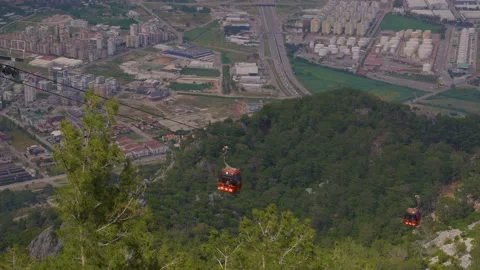 Aerial tramway, sky tram, cable car, ropeway or aerial tram. Video stock 203925421