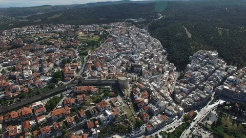 Aerial of Triangle Tower and Old City Walls. Thessaloniki. DJI-0307-05 Video stock 102501852