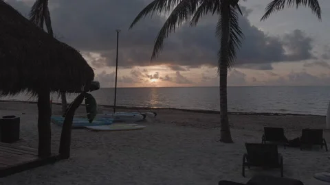 Aerial Tripod Low Angle Beach Sunrise 6K LOG Stock Footage 200775762