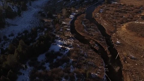 Aerial Truckee river angled pull back Stock Footage 89956722