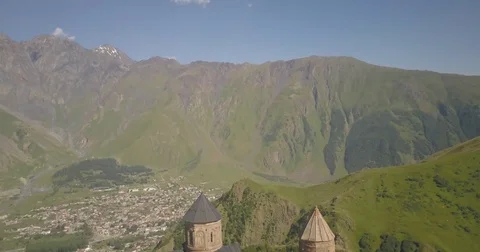 Aerial Tsminda Sameba - Holy Trinity Church (Georgia) Stock Footage 78528030
