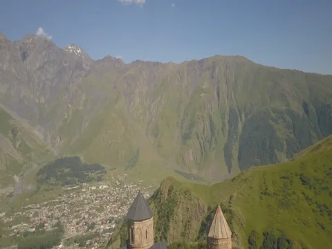 Aerial Tsminda Sameba - Holy Trinity Church (Georgia) Stock Footage 80766999