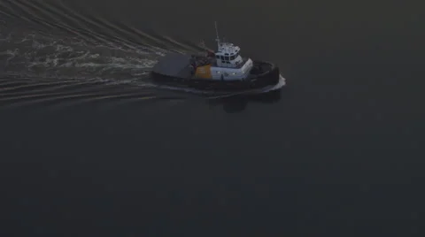 Aerial Tug Boat Pull Video stock 5903381