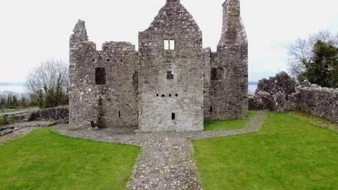Aerial of Tully Castle Stock Footage 152658107