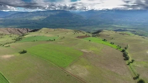 Aerial Turkey farmland patchwork fields hills cultivated plains rural terrain 스톡 동영상 333754896