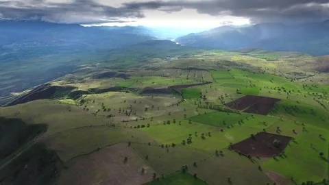 Aerial Turkey farmland patchwork fields - Agricultural Fields and Field Pattern Stock Footage 339568565